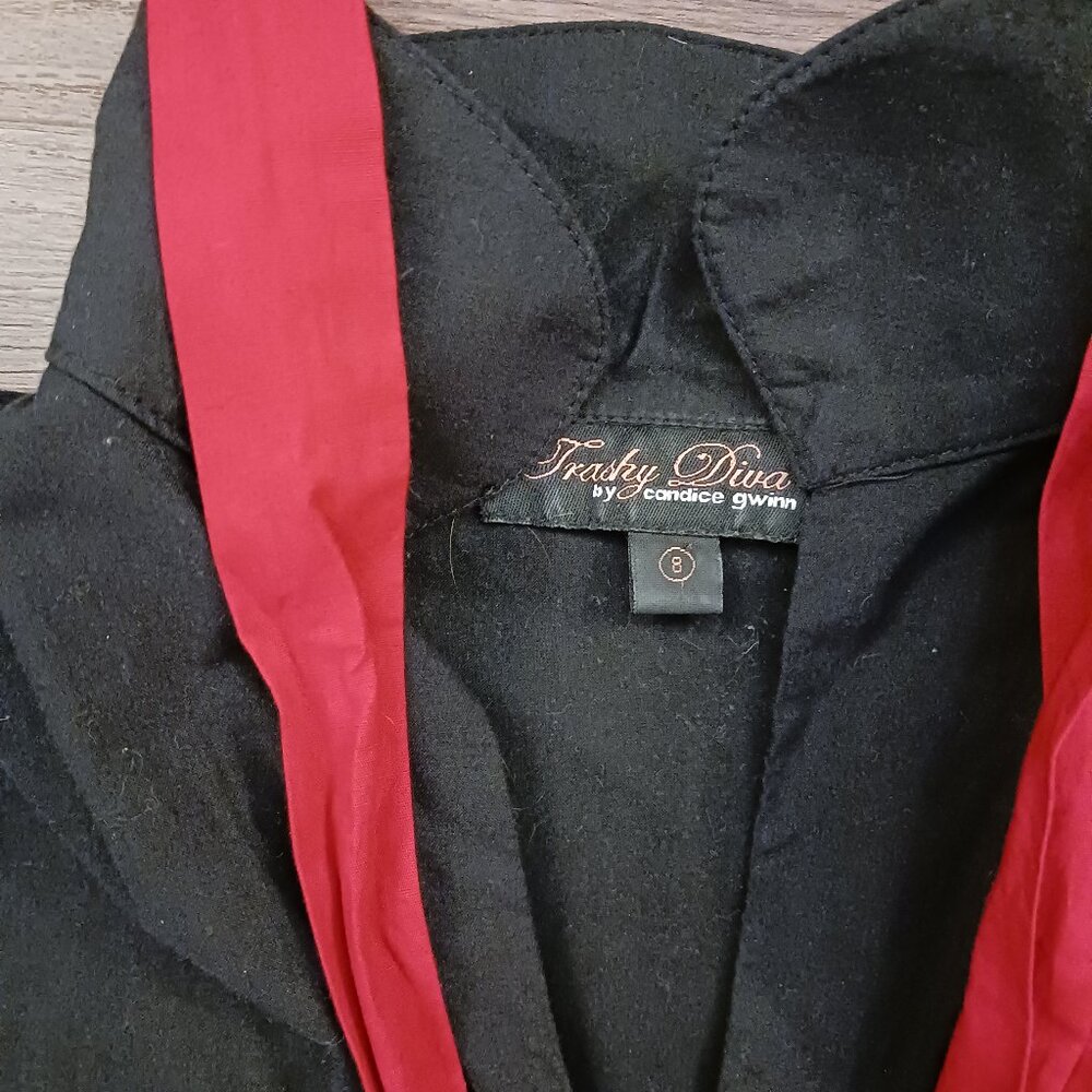 Trashy Diva Frida Retro Vintage Holiday Designer Rose Embroidered Dress Size 8 - Picture 6 of 9